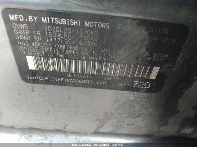 ML32A3HJ1FH049810 Mitsubishi Mirage De/rf