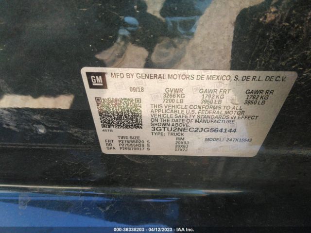 3GTU2NEC2JG564144 GMC Sierra 1500 Slt