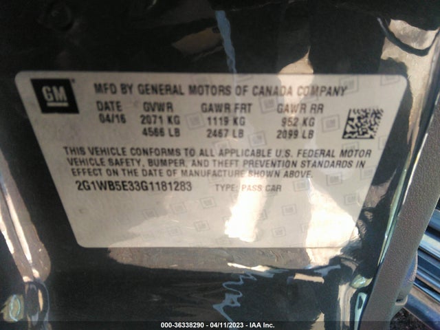 Chevrolet Impala Limited Lt 2016 2G1WB5E33G1181283 Image 9