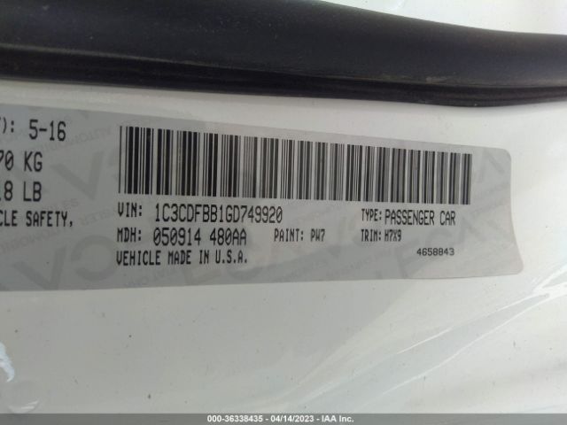 1C3CDFBB1GD749920 Dodge DART SXT