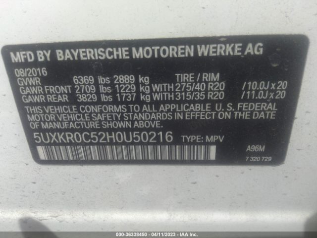 5UXKR0C52H0U50216 BMW X5 Xdrive35i