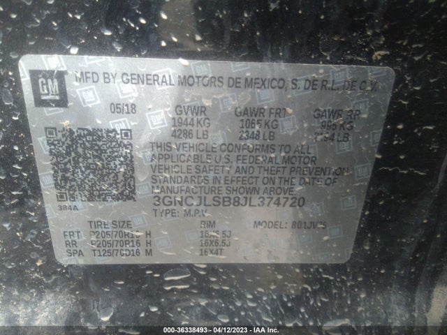 Chevrolet Trax Lt 2018 3GNCJLSB8JL374720 Image 9