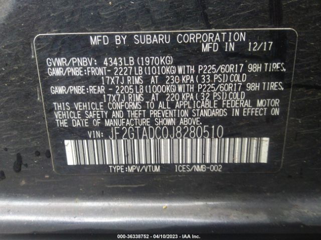 JF2GTADC0J8280510 Subaru Crosstrek Premium