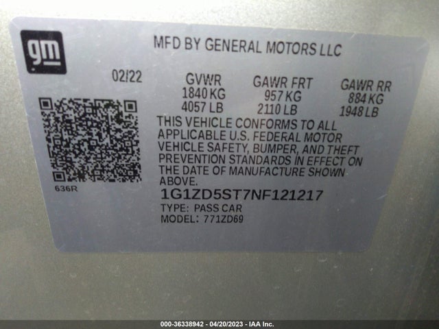 Chevrolet MALIBU LT 2022 1G1ZD5ST7NF121217 Image 9