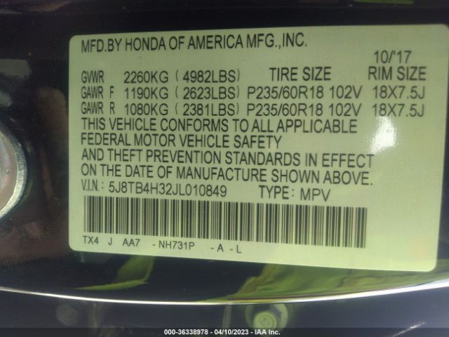 5J8TB4H32JL010849 Acura RDX