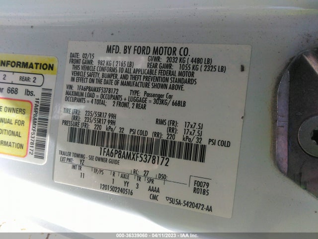 2015 Ford Fastback, VIN: 1FA6P8AMXF5378172