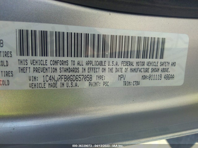 1C4NJRFB0GD657058 Jeep Patriot Latitude