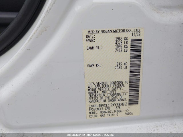 Nissan Altima 2.5 S 2020 1N4BL4BVXLC203082 Image 10