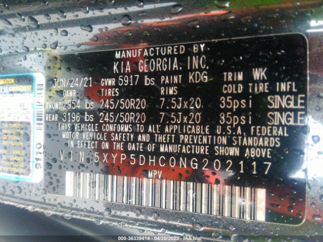 5XYP5DHC0NG202117 KIA Telluride Sx