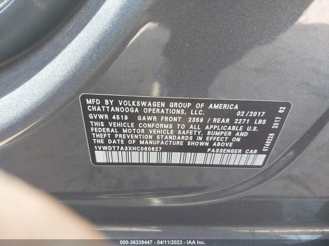 1VWDT7A3XHC060627 Volkswagen Passat R-line W/comfort Pkg
