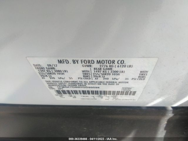 1FM5K7D86HGD99598 Ford EXPLORER XLT
