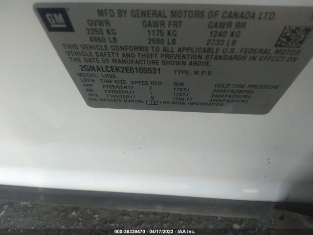 Chevrolet EQUINOX LT 2014 2GNALCEK2E6165531 Image 9