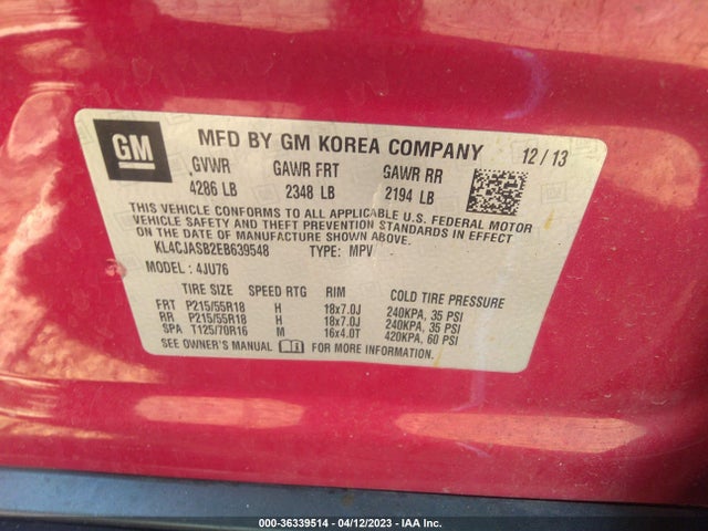 Buick Encore 2014 KL4CJASB2EB639548 Image 11
