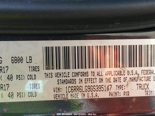 1C6RR6LG9GS395147 RAM 1500 Big Horn