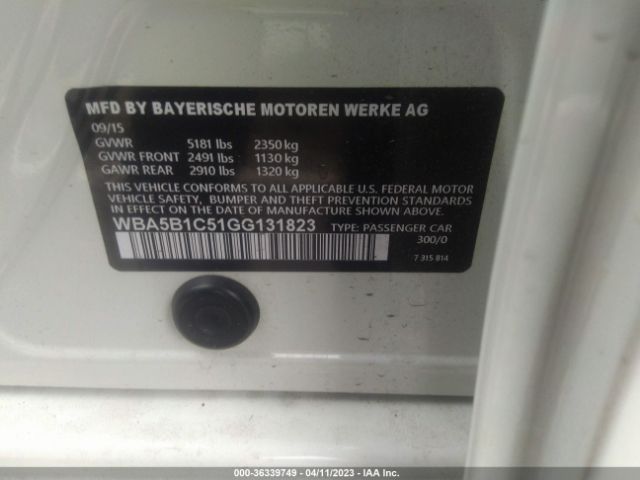 WBA5B1C51GG131823 BMW 5 Series 535i