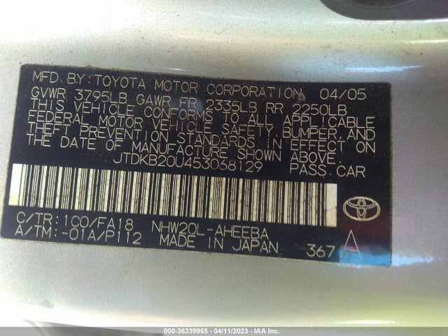 Aukcja sprzedaży 2005 Toyota Prius, vin: JTDKB20U453068129, numer aukcji: 36339965