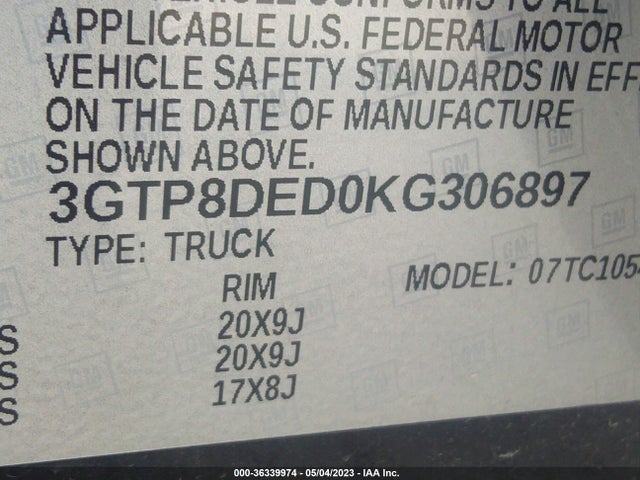 GMC Sierra 1500 Slt 2019 3GTP8DED0KG306897 Image 9