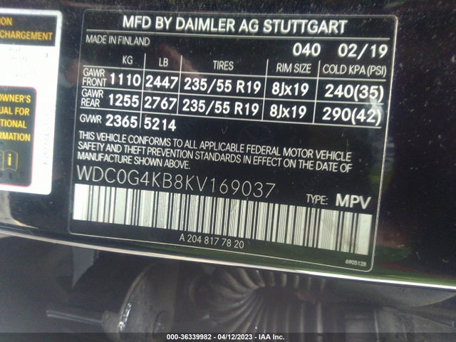 WDC0G4KB8KV169037 Mercedes-Benz Glc Glc 300
