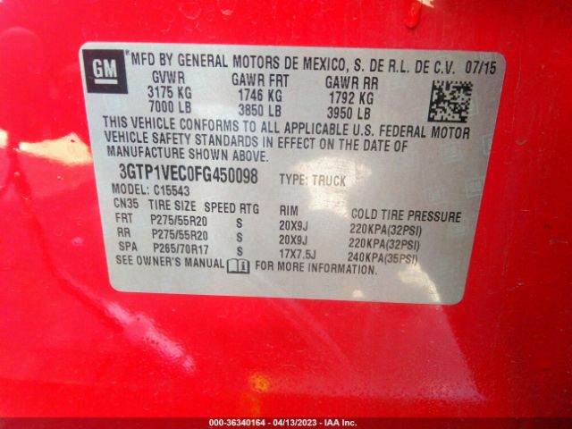 3GTP1VEC0FG450098 GMC Sierra 1500 Slt