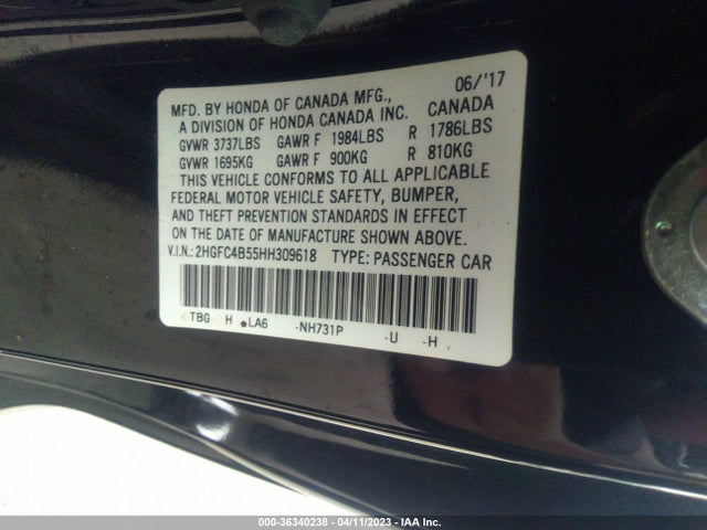Honda Civic Coupe Lx 2017 2HGFC4B55HH309618 Image 9