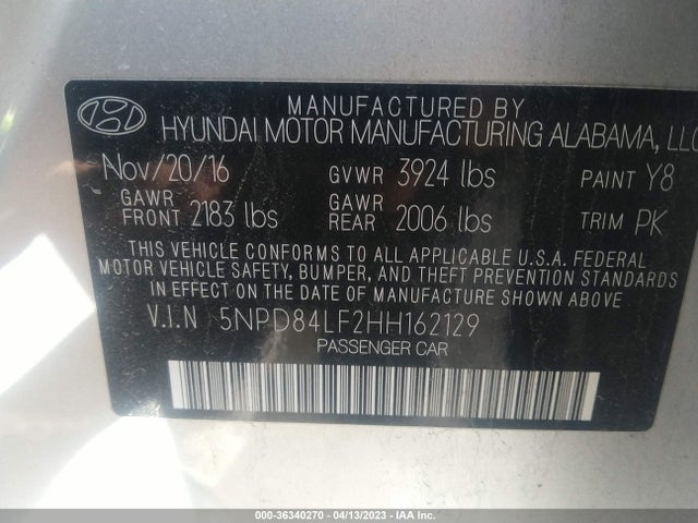 Hyundai ELANTRA SE 2017 5NPD84LF2HH162129 Image 10