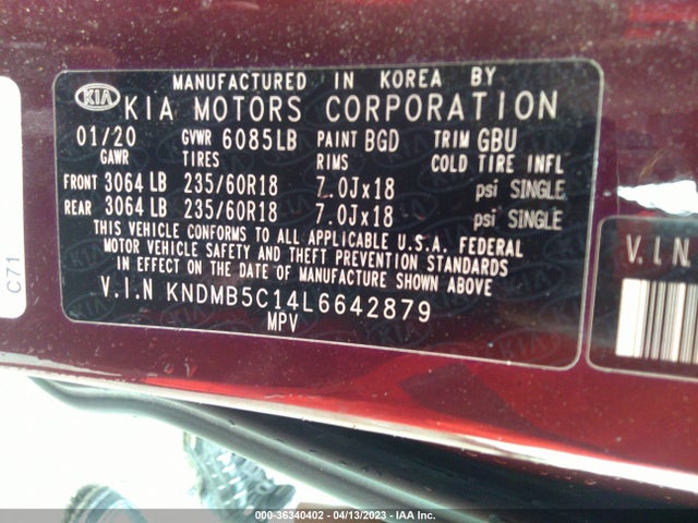 2020 Kia Sedona, VIN: KNDMB5C14L6642879