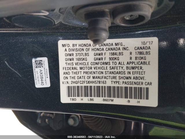 Honda Civic Sedan Lx 2017 2HGFC2F5XHH578163 Image 9