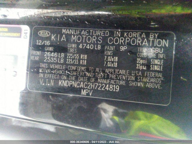 KNDPNCAC2H7224819 KIA Sportage Ex