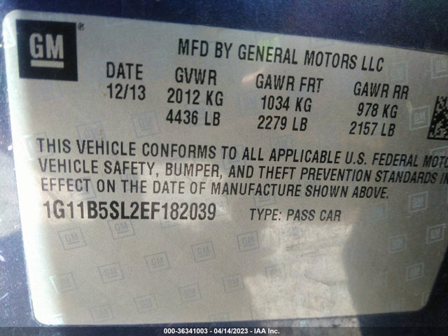 Chevrolet MALIBU LS 2014 1G11B5SL2EF182039 Image 9