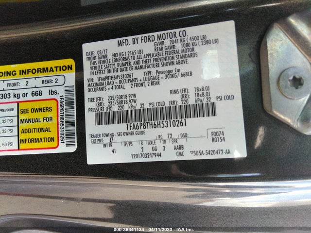 Ford Mustang Ecoboost 2017 1FA6P8TH6H5310261 Image 11