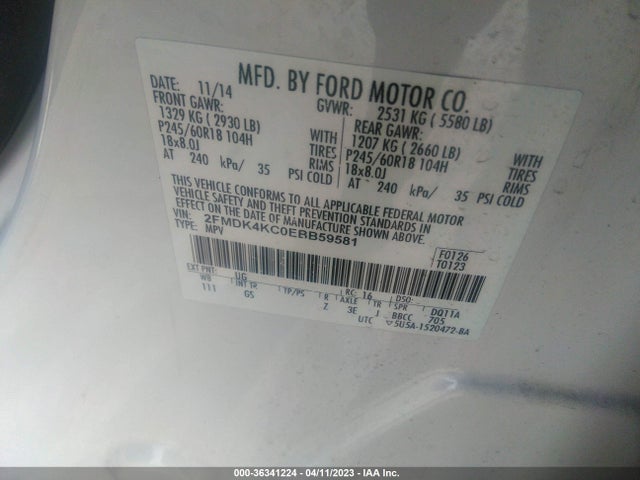 Ford Edge Limited 2014 2FMDK4KC0EBB59581 Image 10