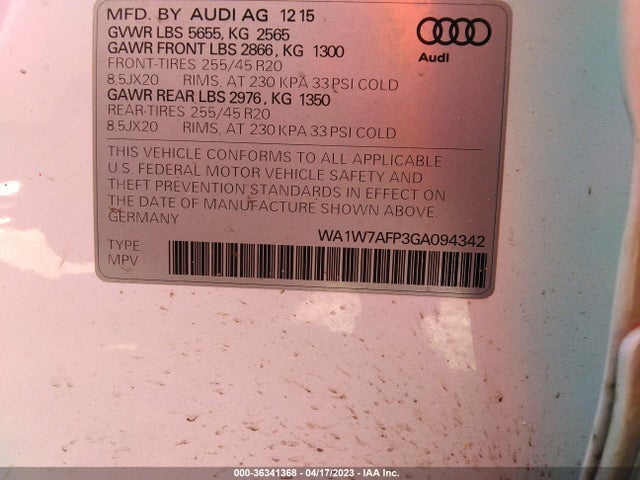 WA1W7AFP3GA094342 Audi Q5 Prestige
