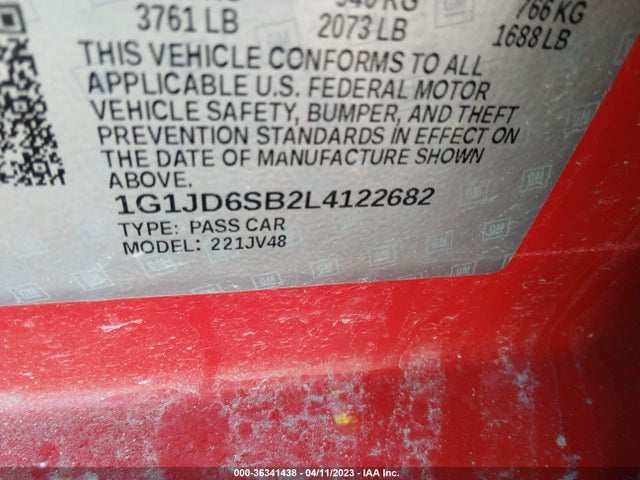 Chevrolet SONIC LT 2020 1G1JD6SB2L4122682 Image 9