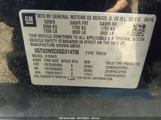 3GTU2NEC6GG314706 GMC Sierra 1500 Slt