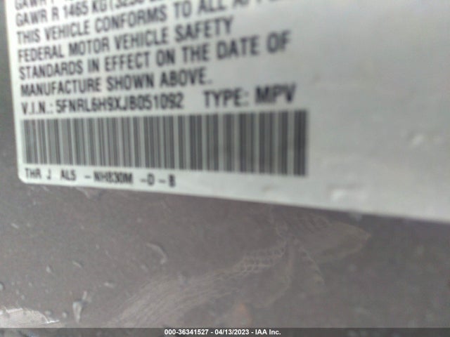 Honda Odyssey Elite 2018 5FNRL6H9XJB051092 Image 9