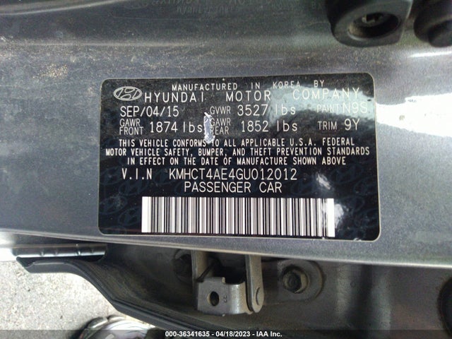Hyundai ACCENT SE 2016 KMHCT4AE4GU012012 Image 9
