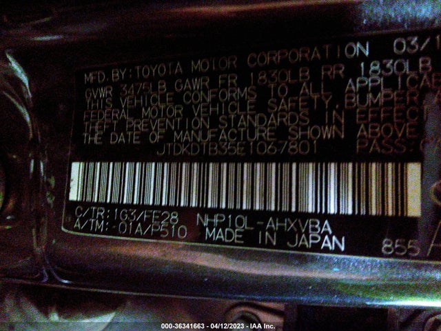 Toyota Prius C One/three/two/four 2014 JTDKDTB35E1067801 Image 9