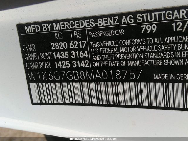 W1K6G7GB8MA018757 Mercedes-Benz S-class S 580