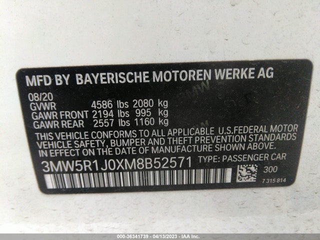 BMW 3 Series 330i 2021 аукцион фото