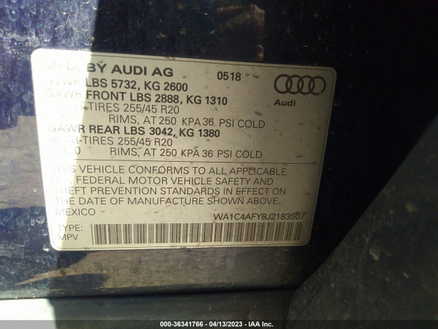 WA1C4AFY8J2183507 Audi Sq5 Prestige