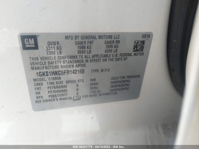 1GKS1HKC5FR142168 GMC Yukon Xl Slt