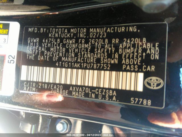 4T1G11AK1PU787752 Toyota Camry Se/se Nightshade