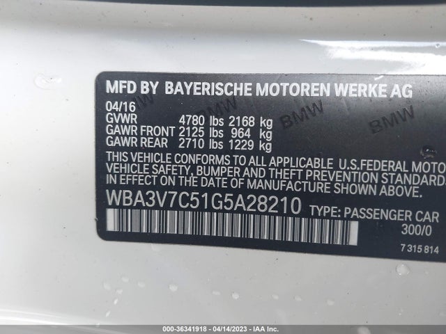 2016 BMW 4 SERIES 428I VIN: WBA3V7C51G5A28210