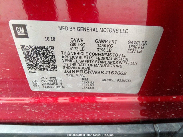 Chevrolet Traverse Lt Cloth 2019 1GNERGKW9KJ167662 Image 11