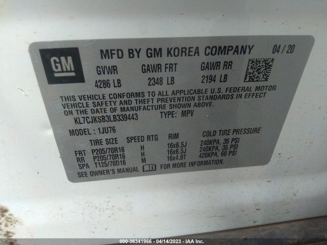 Chevrolet TRAX LS 2020 KL7CJKSB3LB339443 Image 9