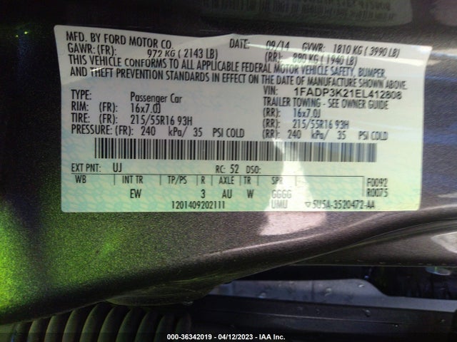 Продаж на аукціоні авто 2014 Ford Focus Se, vin: 1FADP3K21EL412808, номер лоту: 36342019