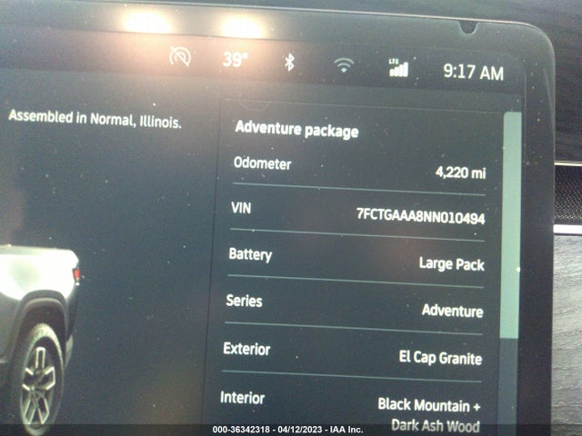 2022 Rivian R1T, VIN: 7FCTGAAA8NN010494