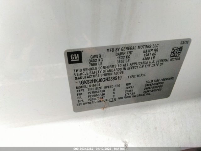 1GKS2HKJ6GR338519 GMC YUKON XL DENALI
