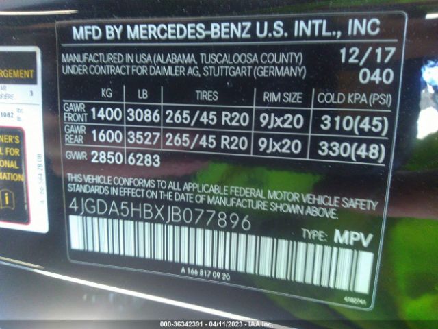4JGDA5HBXJB077896 Mercedes-Benz Gle Gle 350