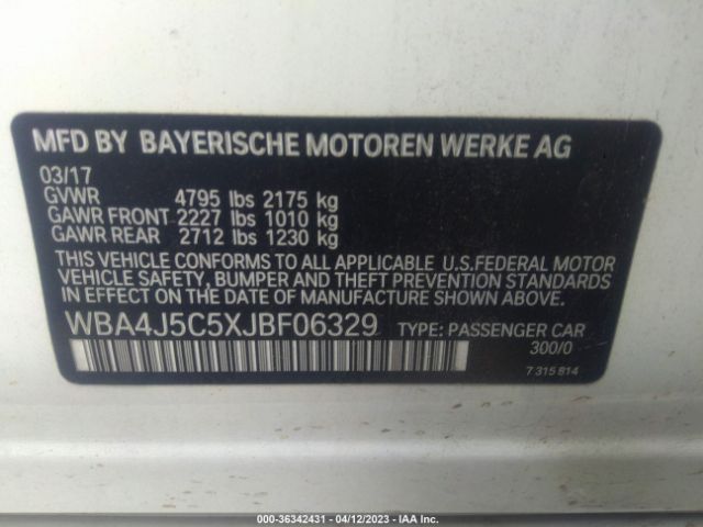 WBA4J5C5XJBF06329 BMW 4 Series 440i
